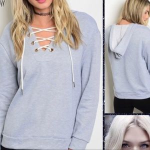 Small Gray lace up Windsor hoodie